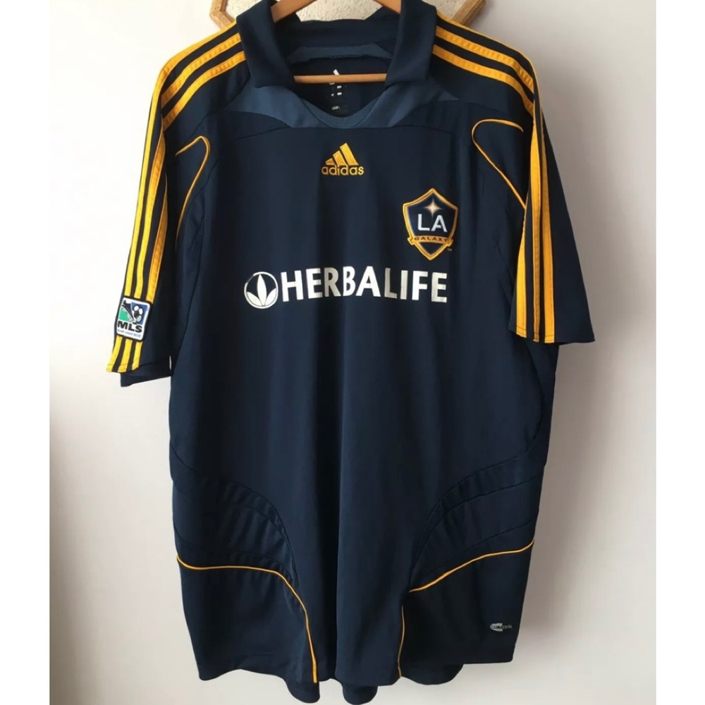 David Beckham #23 Los Angeles Galaxy MLS Soccer Adidas Navy Jersey Mens Size L